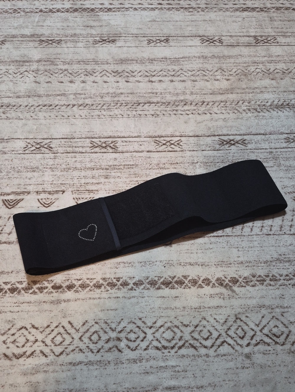 Women's Black Elastic Waist Support Belt with Heart Accent